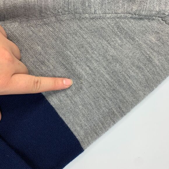 State Stone Wool Sweater Mens XL Extra Large Gray Navy 2-Tone Crew Neck Pullover - Picture 7 of 13